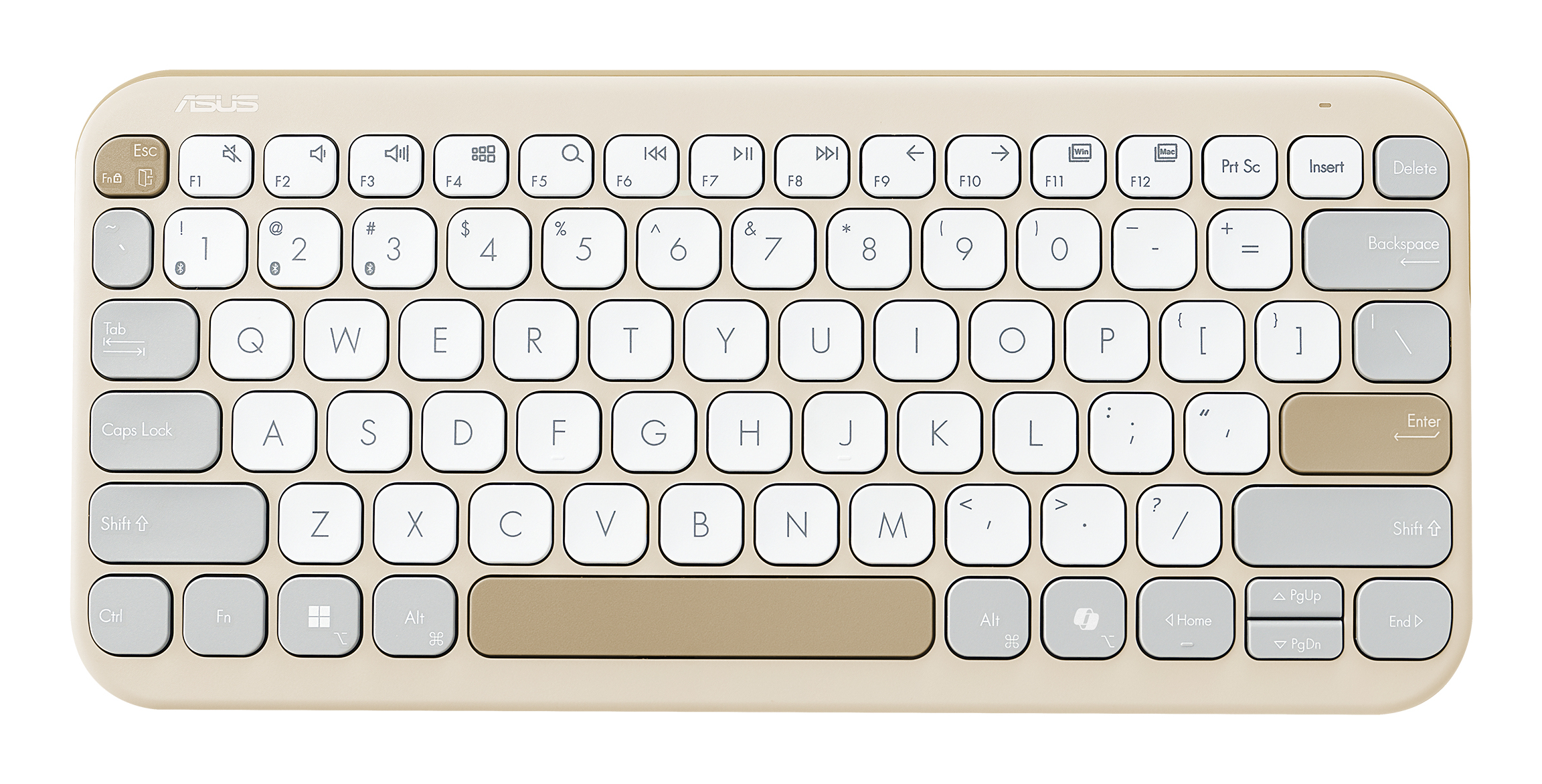ASUS Marshmallow Keyboard KW100 toetsenbord Thuis Bluetooth QWERTZ Duits Beige, Grijs, Wit (90XB0880-BKB190) thumbnail