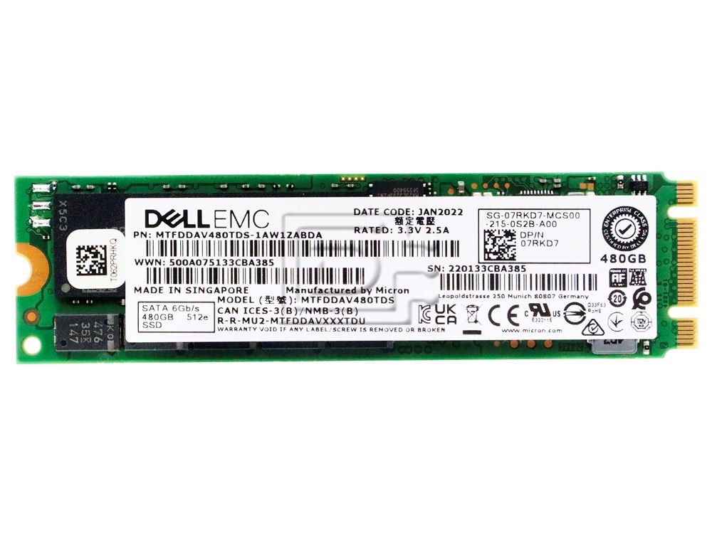 Dell 480GB SSD SATA M.2 for BOSS (07RKD7-RFB) thumbnail