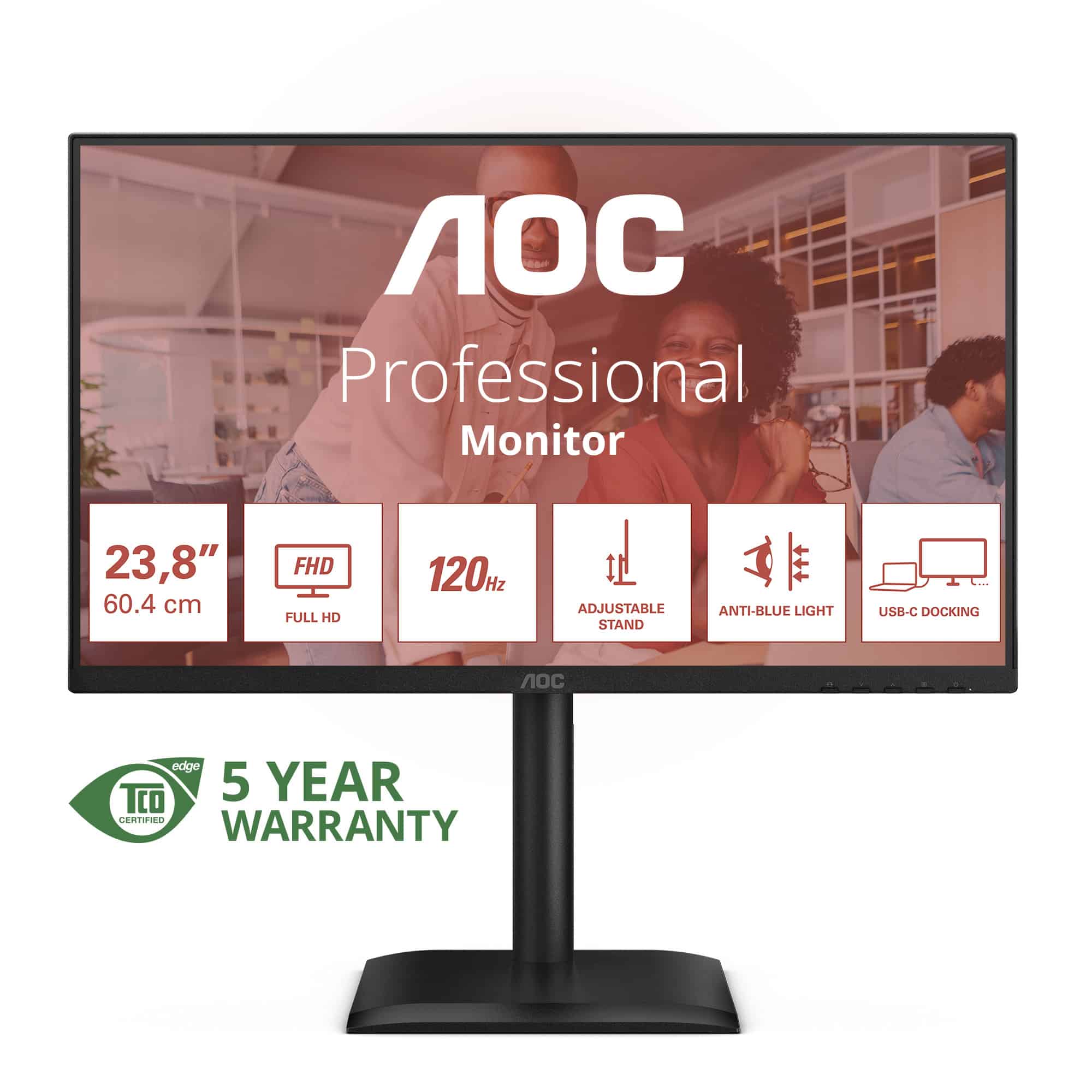 AOC E4 24E4CV computer monitor 60,5 cm (23.8) 1920 x 1080 Pixels Full HD LED Zwart (24E4CV) thumbnail