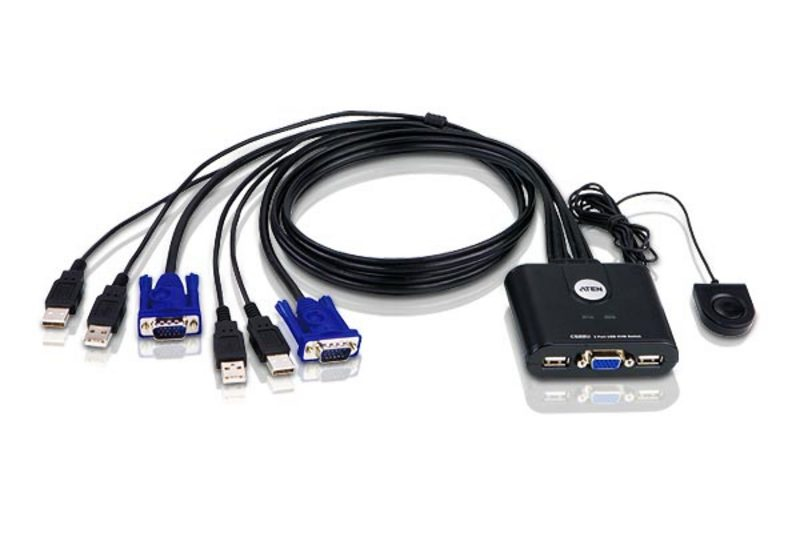 ATEN 2-Poorts USB VGA-kabel KVM-switch met externe poortselectieschakelaar (CS22U) thumbnail ATEN 2-Poorts USB VGA-kabel KVM-switch met externe poortselectieschakelaar (CS22U) thumbnail