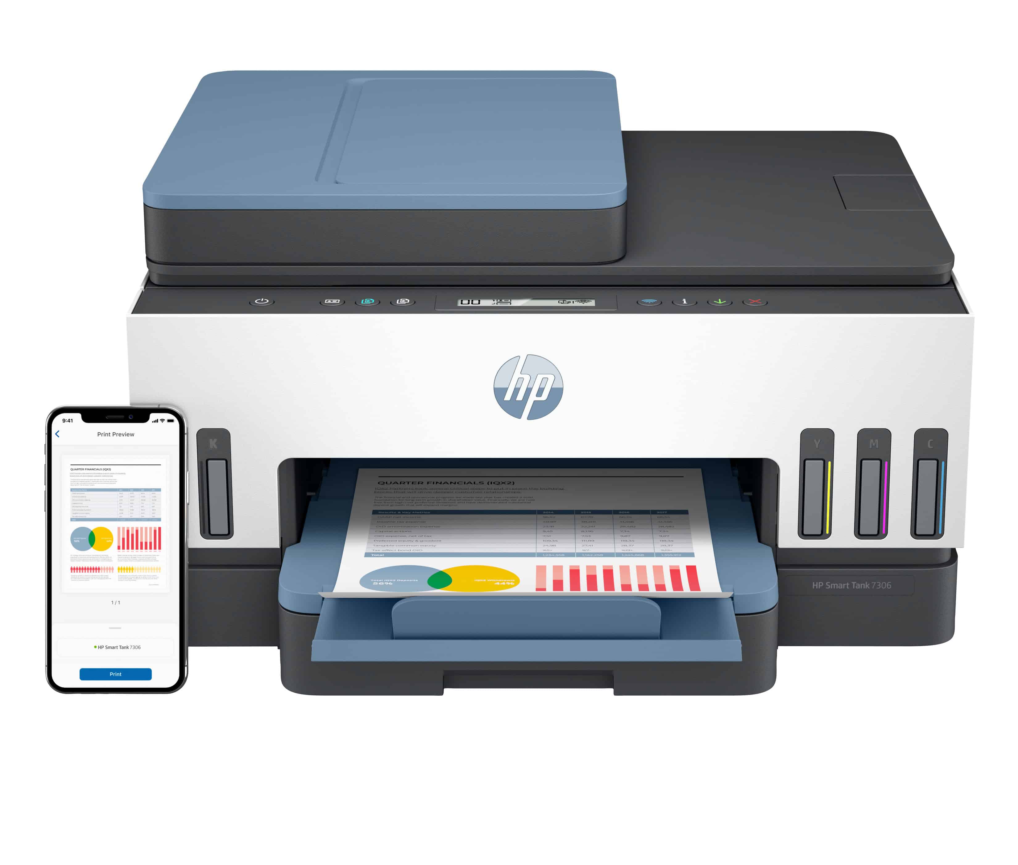 HP Smart Tank 7306 Draadloos All-in-One Kleur Printer, Dubbelzijdig printen; Kopieerapparaat, Scanner (28B76A#BHC) thumbnail