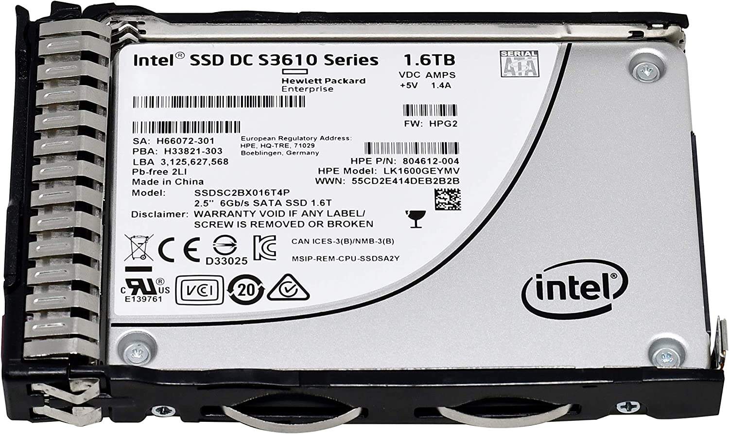 HP 1.6TB 6G SATA MU-2 SFF SC SSD (804631-B21-RFB) thumbnail