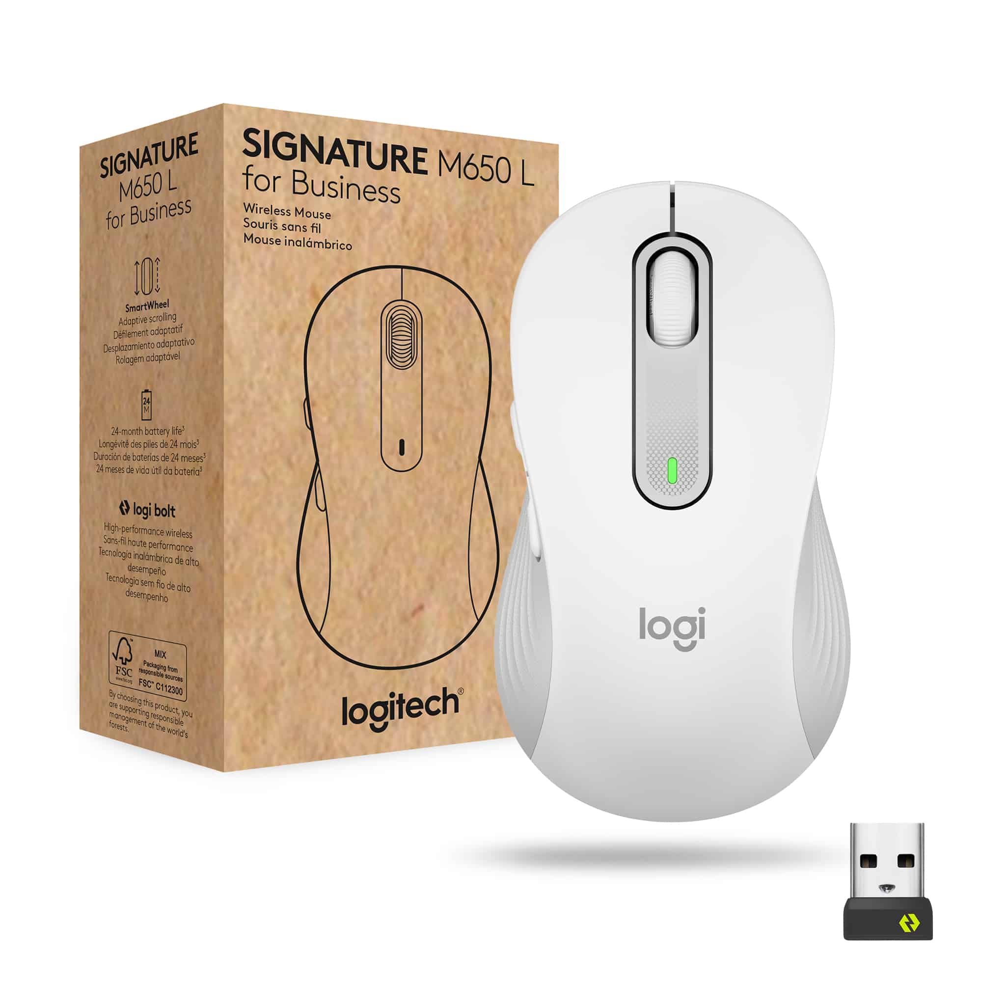 Logitech Signature M650 for Business muis Rechtshandig RF-draadloos + Bluetooth Optisch 4000 DPI (910-006275) thumbnail