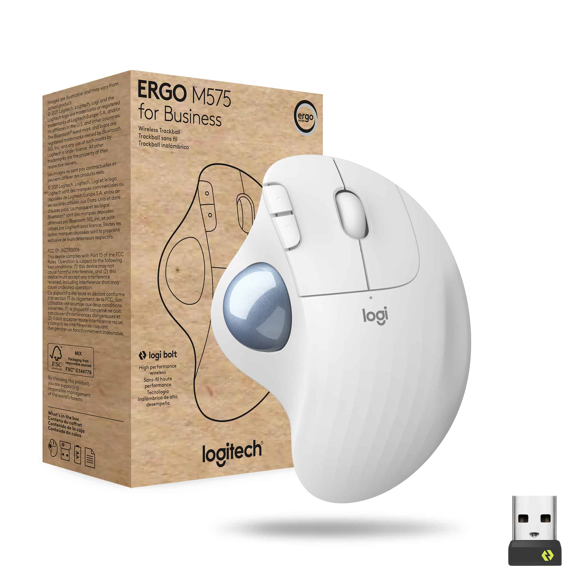 Logitech ERGO M575 for Business muis Rechtshandig RF-draadloos + Bluetooth Trackball 2000 DPI (910-006438) thumbnail