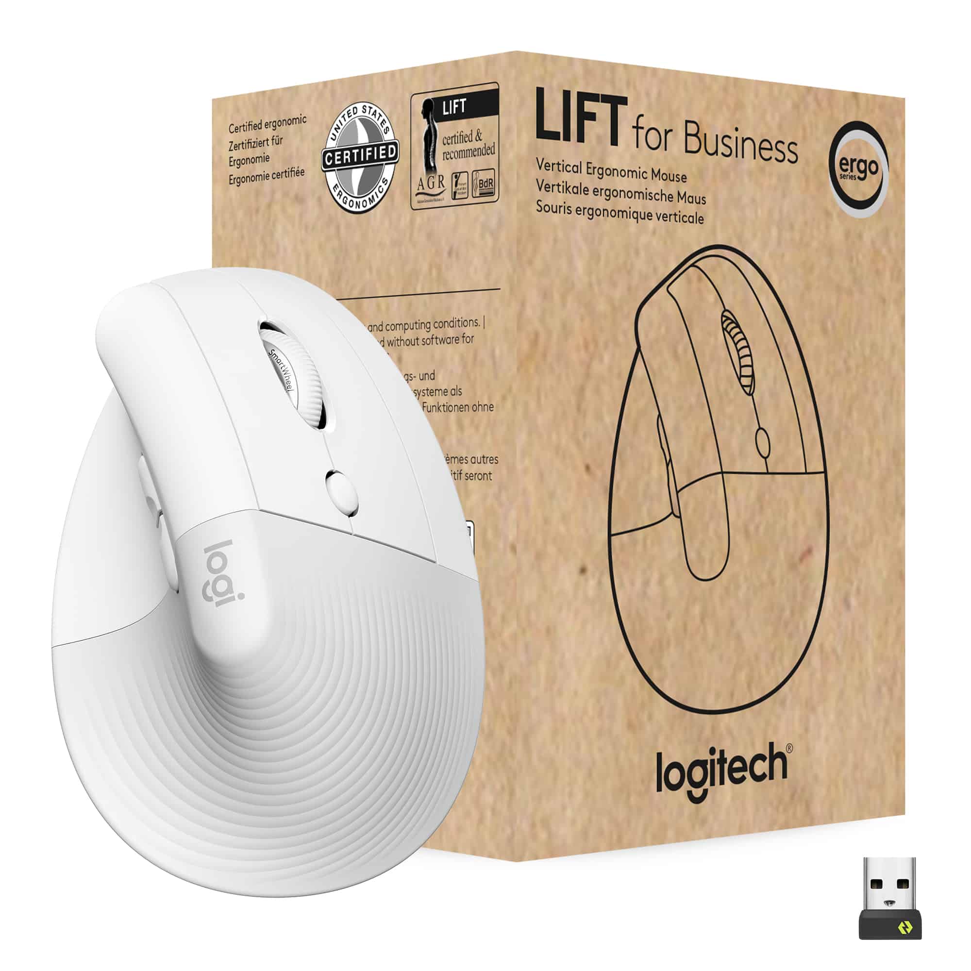Logitech Lift for Business muis Rechtshandig RF-draadloos + Bluetooth Optisch 4000 DPI (910-006496) thumbnail