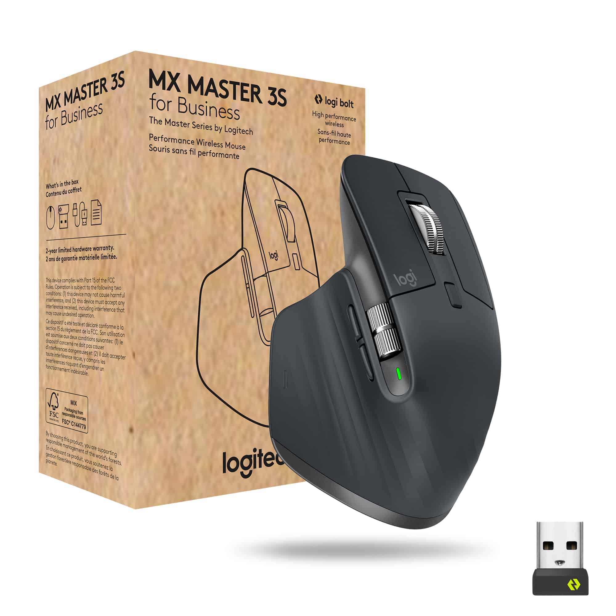Logitech MX Master 3s for Business muis Rechtshandig RF-draadloos + Bluetooth Laser 8000 DPI (910-006582) thumbnail