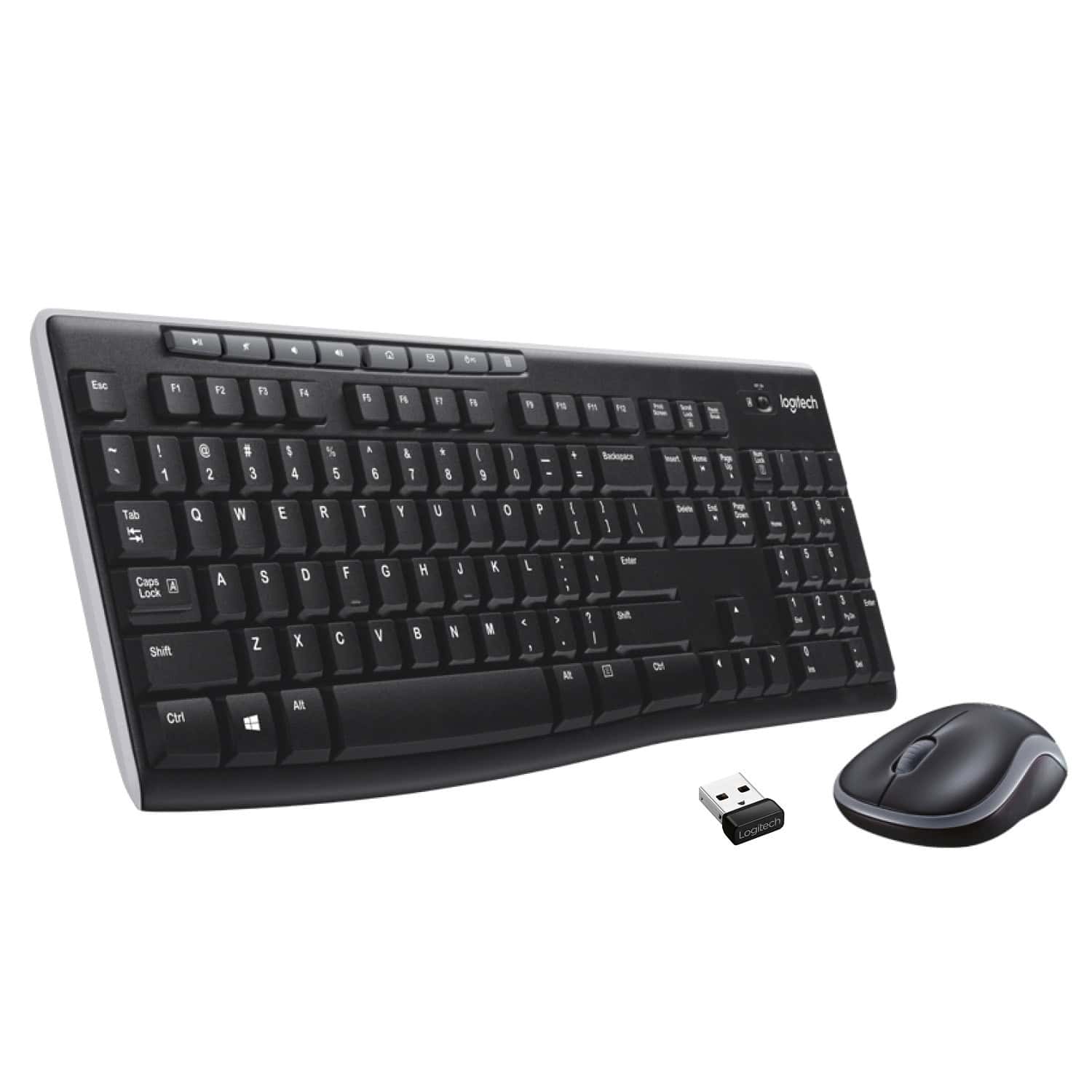 Logitech Wireless Combo MK270 toetsenbord Inclusief muis RF Draadloos QWERTY US International Zwart, Zilver (920-004508) thumbnail Logitech Wireless Combo MK270 toetsenbord Inclusief muis RF Draadloos QWERTY US International Zwart, Zilver (920-004508) thumbnail