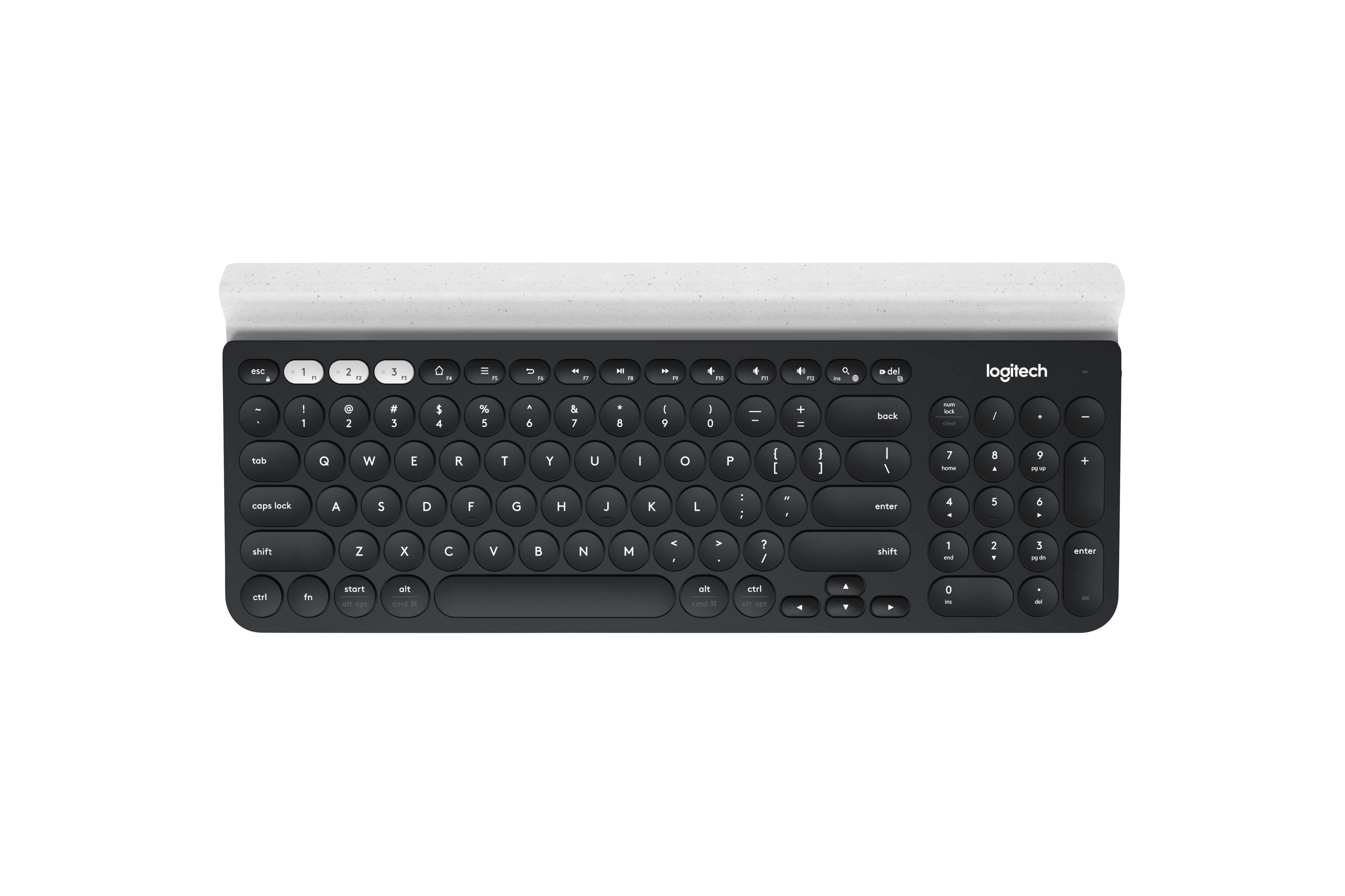 Logitech K780 Multi-Device Wireless Keyboard toetsenbord RF-draadloos + Bluetooth QWERTY Engels Grijs, Wit (920-008042) thumbnail Logitech K780 Multi-Device Wireless Keyboard toetsenbord RF-draadloos + Bluetooth QWERTY Engels Grijs, Wit (920-008042) thumbnail