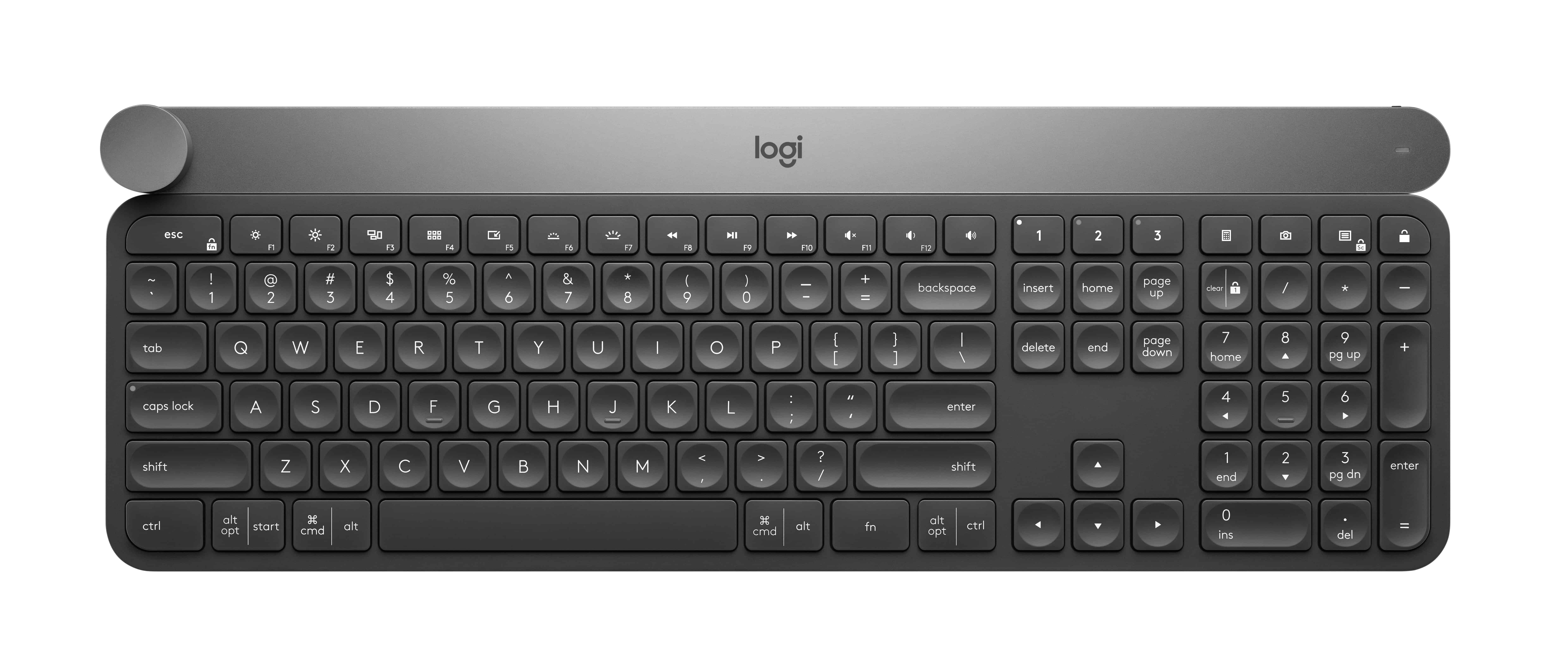 Logitech Craft Advanced keyboard with creative input dial toetsenbord RF-draadloos + Bluetooth QWERTY Engels Zwart, Grijs (920-008504) thumbnail
