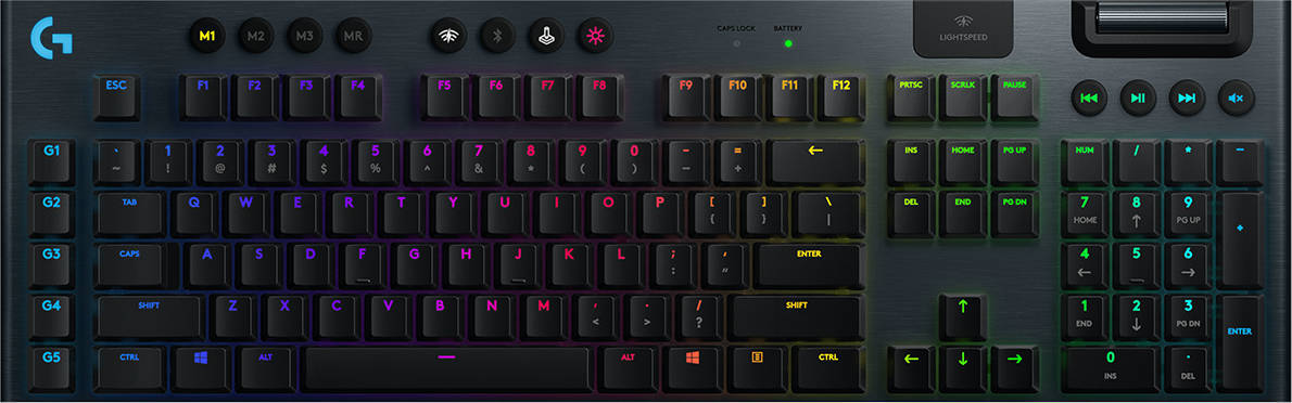 Logitech G G915 LIGHTSPEED Wireless RGB Mechanical Gaming Keyboard – GL Clicky toetsenbord RF-draadloos + Bluetooth QWERTY Engels Koolstof (920-009109) thumbnail
