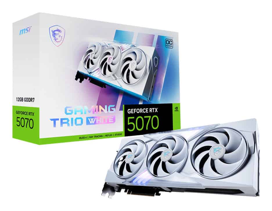 MSI GAMING GeForce RTX 5070 12G TRIO OC WHITE NVIDIA 12 GB GDDR7 (RTX 5070 12G GAMING TRIO OC WHITE) thumbnail