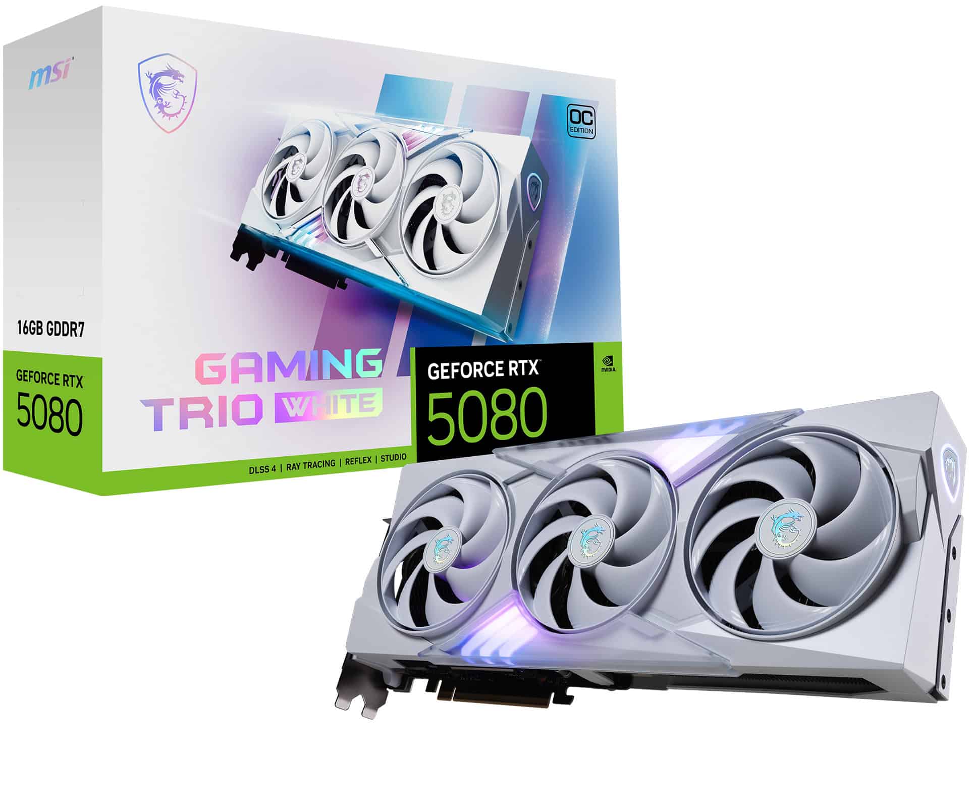 MSI GAMING GEFORCE RTX 5080 16G TRIO OC WHITE videokaart NVIDIA 16 GB GDDR7 (RTX 5080 16G GAMING TRIO OC WHITE) thumbnail