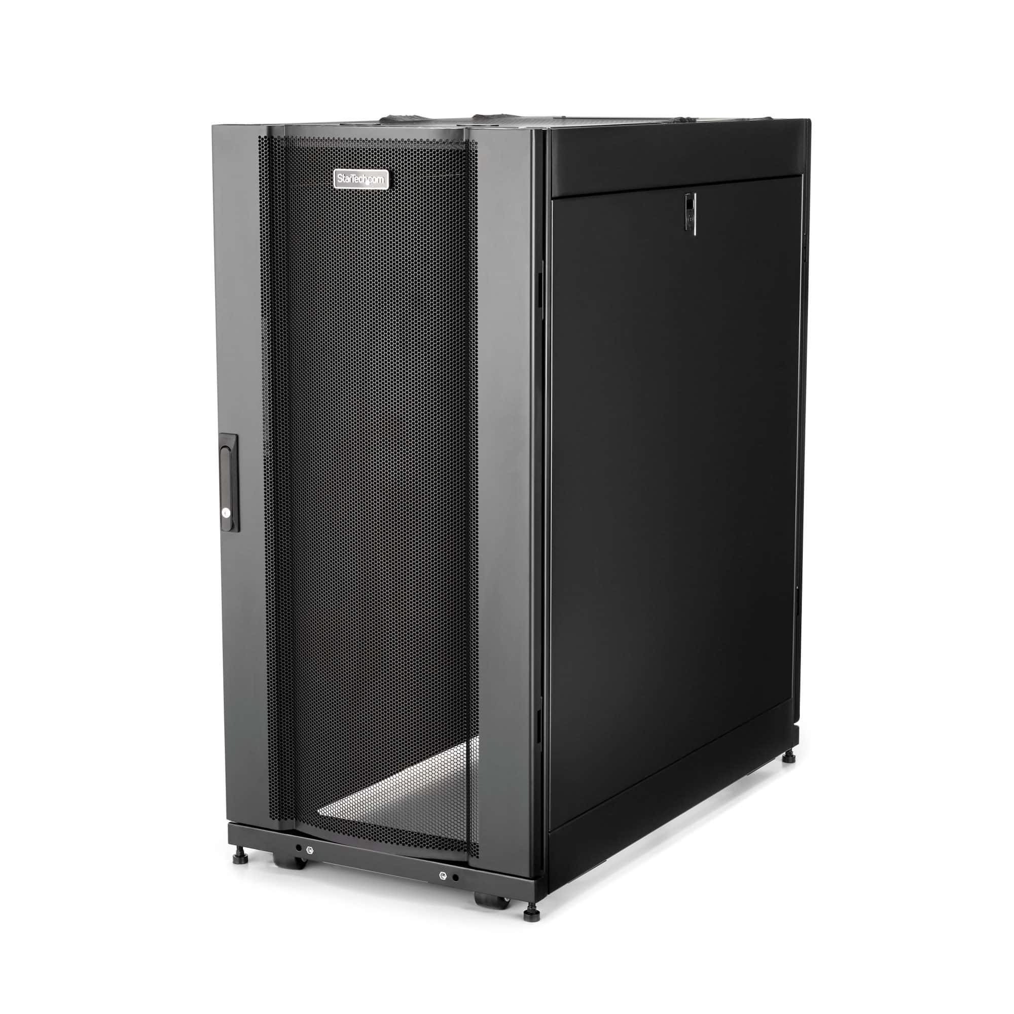 StarTech.com 4 Post 25U Netwerkkast, Vergrendelbare 19 Patchkast voor Computer / AV / IT / Data Apparatuur, Server Rack voor Bureau/Thuis met Wielen & Verstelbare Montagerails (RK2537BKM) thumbnail