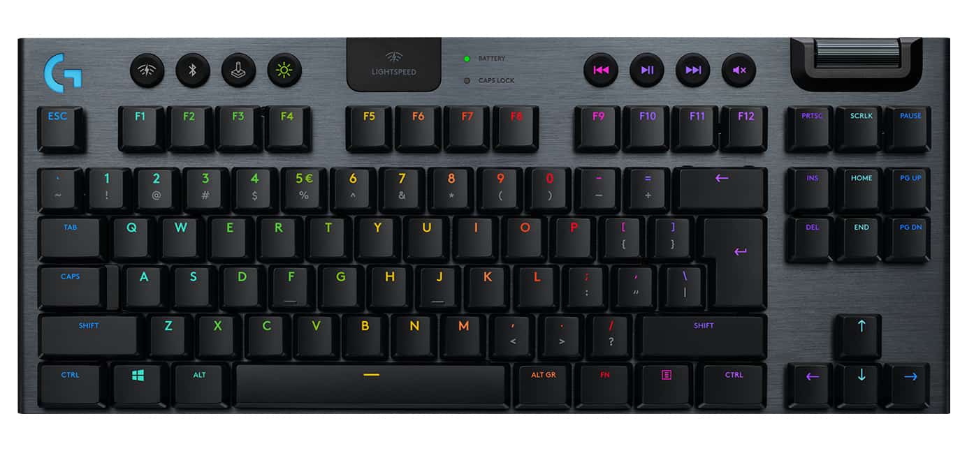 Logitech G G915 TKL Tenkeyless LIGHTSPEED Wireless RGB Mechanical Gaming Keyboard toetsenbord RF-draadloos + Bluetooth QWERTY Engels Koolstof (920-009518) thumbnail