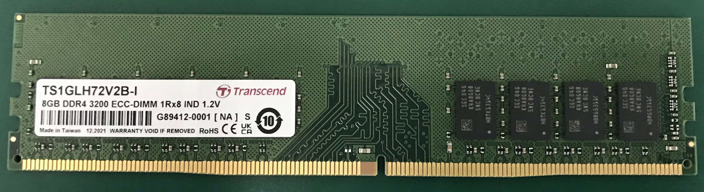 TRANSCEND 8GB DDR4 3200Mhz ECC-DIMM 1Rx8 (TS1GLH72V2B) thumbnail