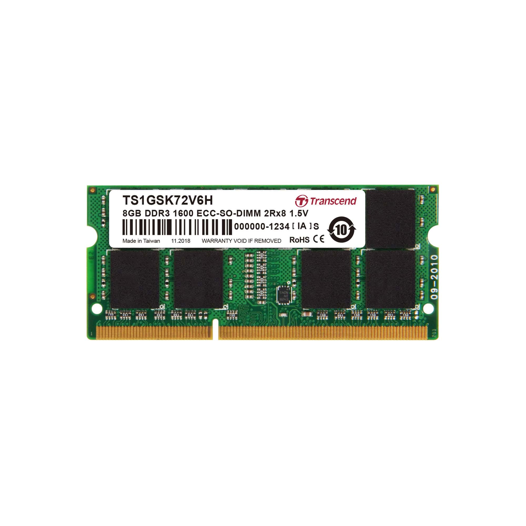 TRANSCEND 8GB DDR3 1600 ECC SODIMM (TS1GSK72V6H) thumbnail