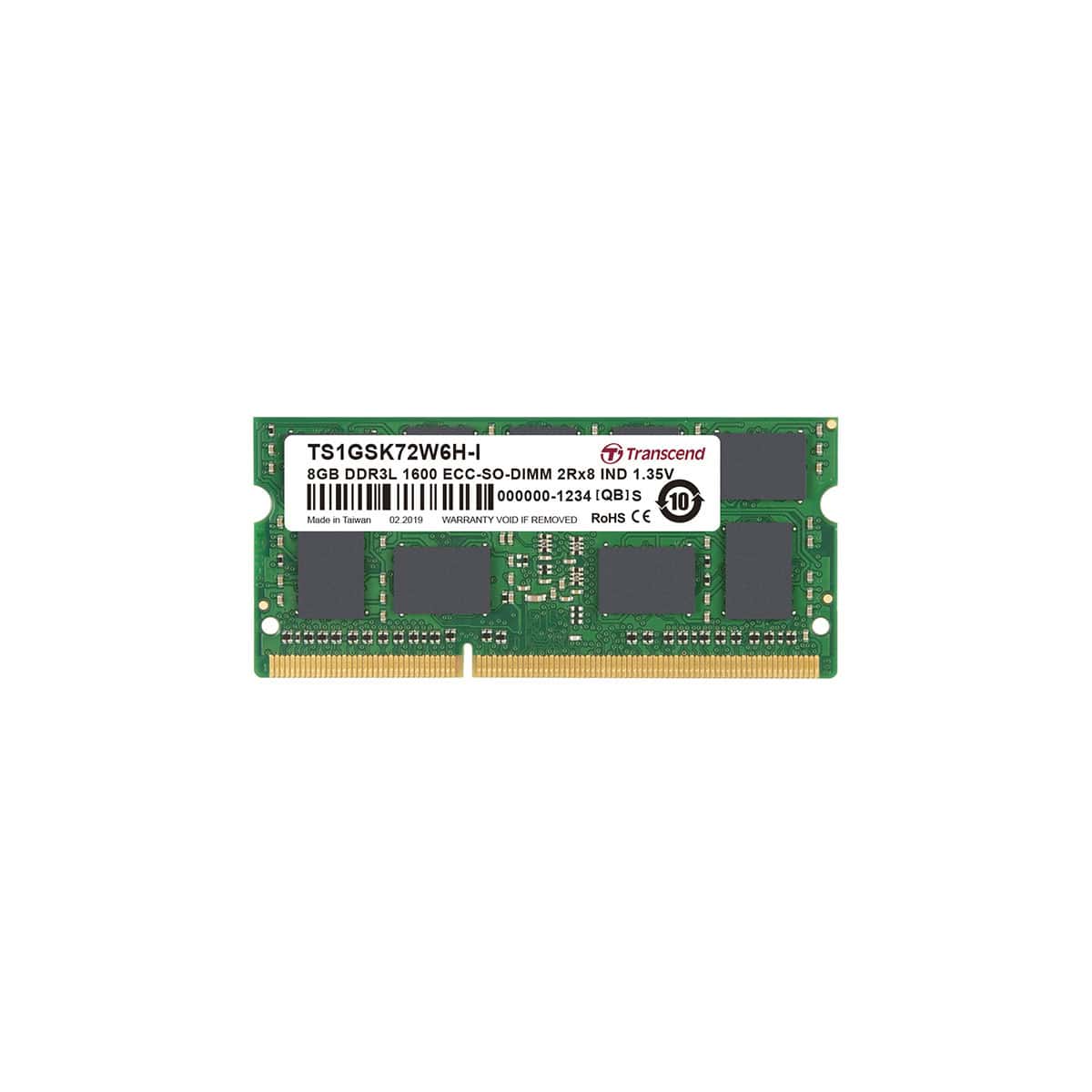 TRANSCEND 8GB DDR3L 1600MHz ECC SO-DIMM (TS1GSK72W6H) thumbnail