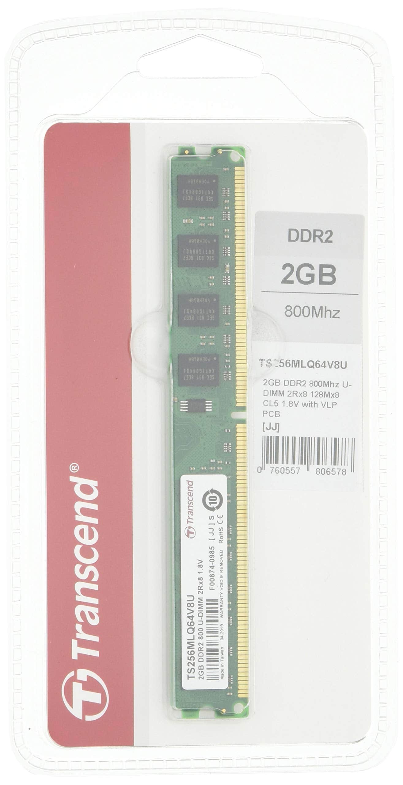 TRANSCEND 2GB DDR2 CL5 800MHz 2 Rank (TS256MLQ64V8U) thumbnail