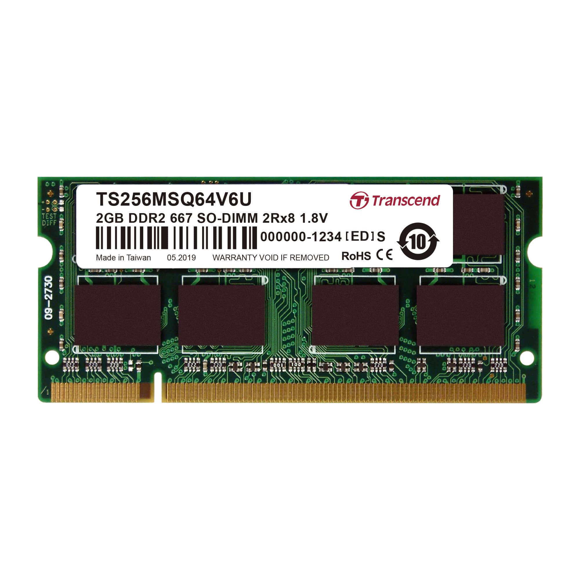 TRANSCEND 2GB DDR2 PC2-5300 200P soDIMM (TS256MSQ64V6U) thumbnail