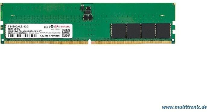 TRANSCEND 32GB DDR5 4800MHz U-DIMM CL40 (TS4800ALE-32G) thumbnail