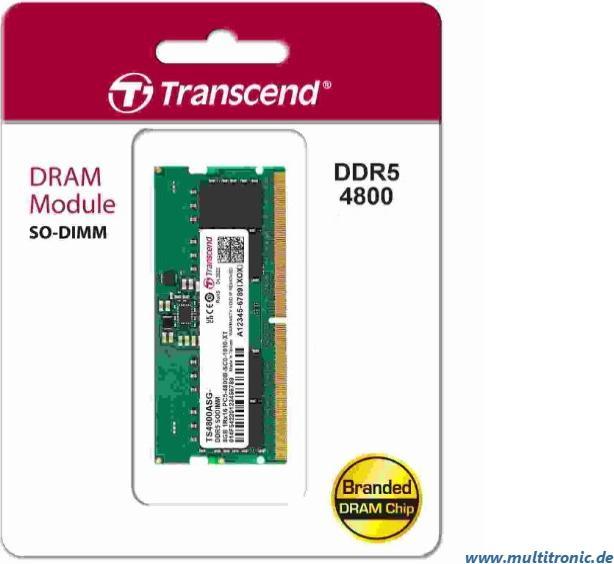 TRANSCEND 8GB DDR5 4800MHz SO-DIMM CL40 (TS4800ASG-8G) thumbnail