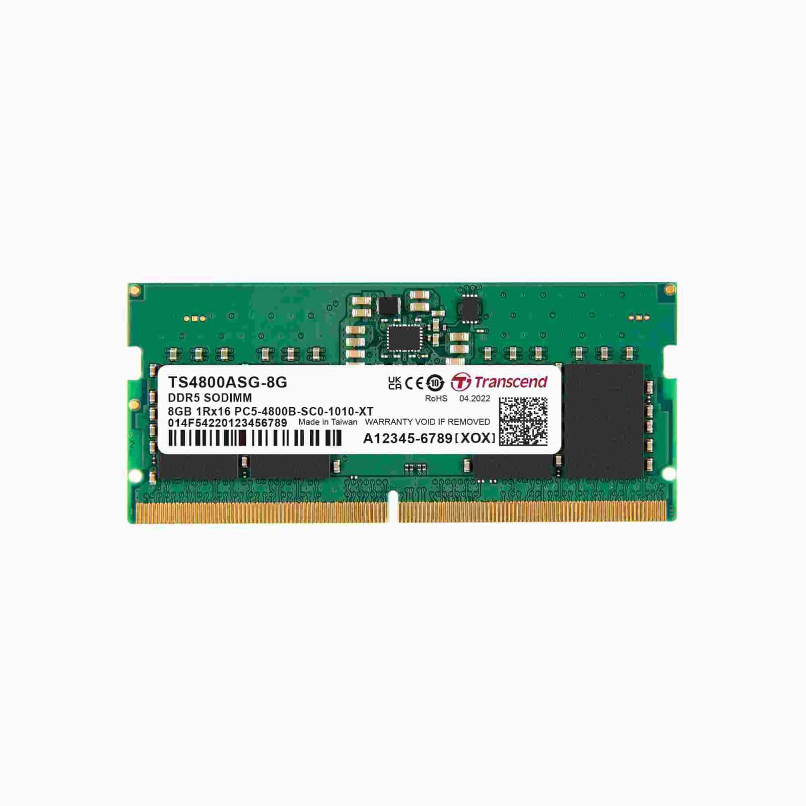 TRANSCEND 8GB DDR5 4800MHz SO-DIMM CL40 (TS4800ASG-8G) thumbnail