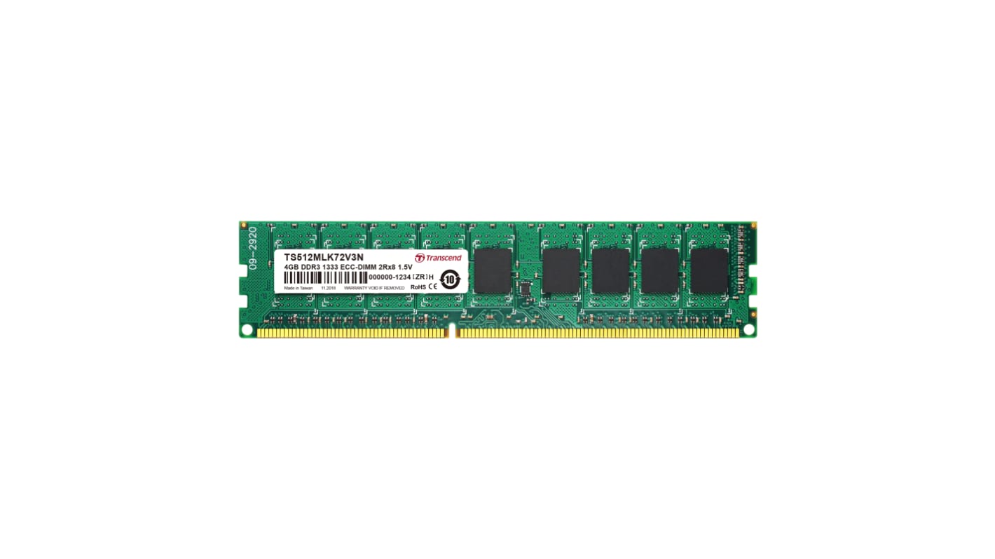 TRANSCEND DIMM TS DDR3  4GB 1333 ECC (TS512MLK72V3N) thumbnail