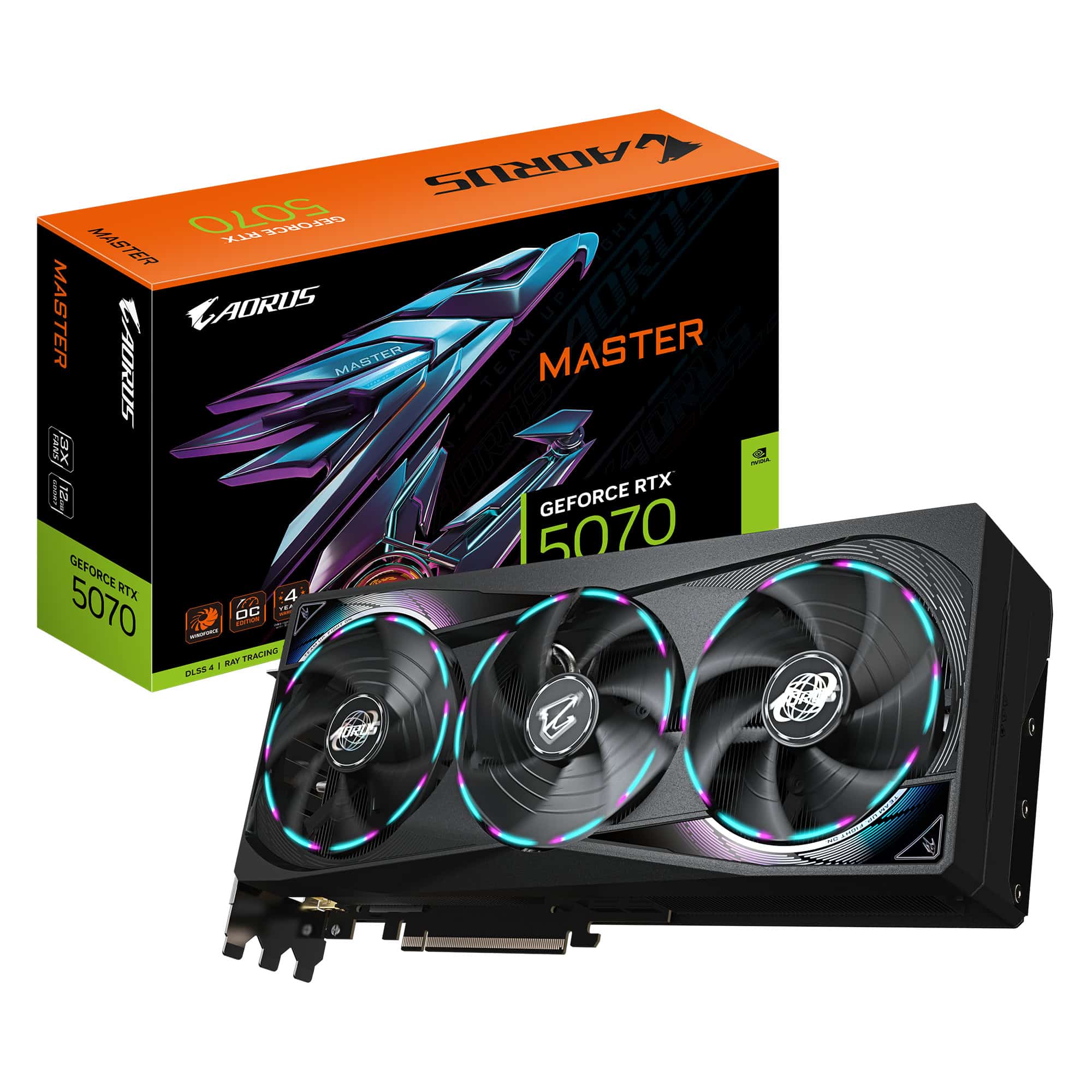 GIGABYTE AORUS GeForce RTX 5070 MASTER 12G NVIDIA 12 GB GDDR7 (GV-N5070AORUS M) thumbnail