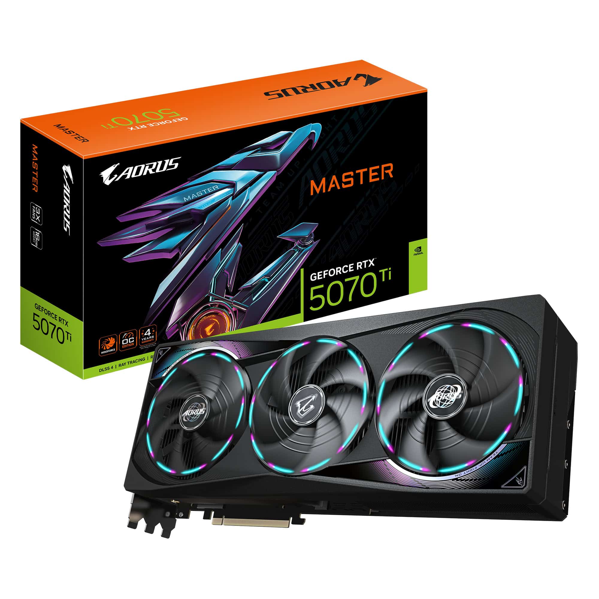 GIGABYTE AORUS GeForce RTX 5070 Ti MASTER 16G NVIDIA 16 GB GDDR7 (GV-N507TAORUS M) thumbnail