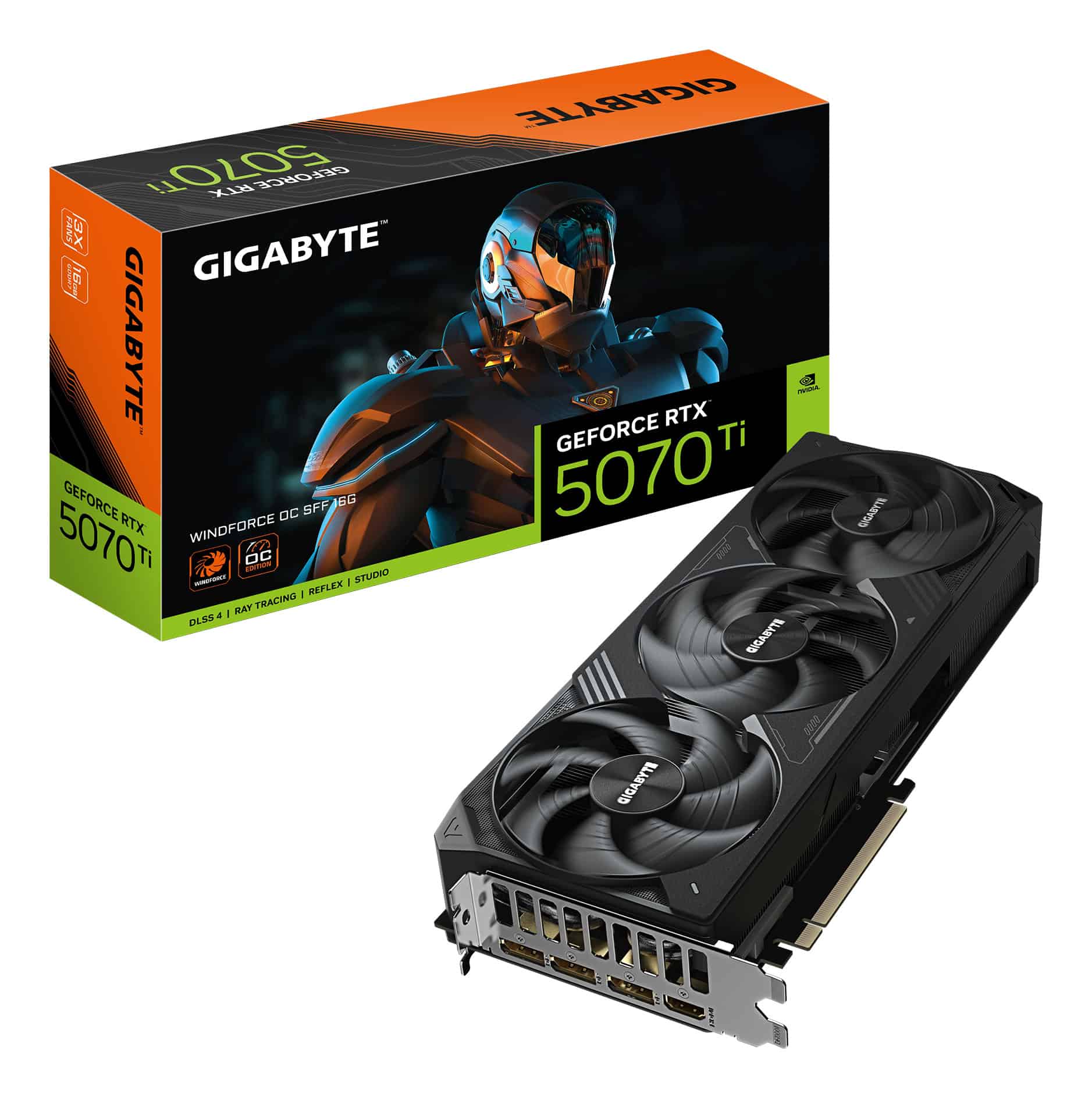 GIGABYTE GeForce RTX 5070 Ti WINDFORCE OC SFF 16G NVIDIA 16 GB GDDR7 (GV-N507TWF3OC-16) thumbnail
