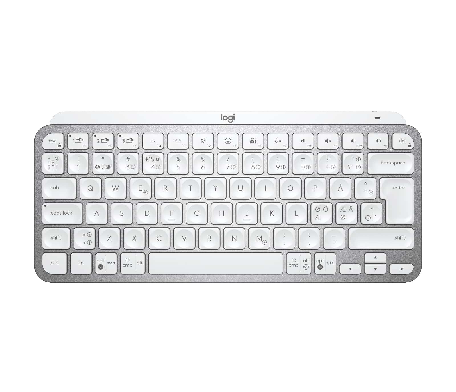 Logitech MX Keys Mini toetsenbord RF-draadloos + Bluetooth QWERTY Scandinavisch Grijs (920-010493) thumbnail