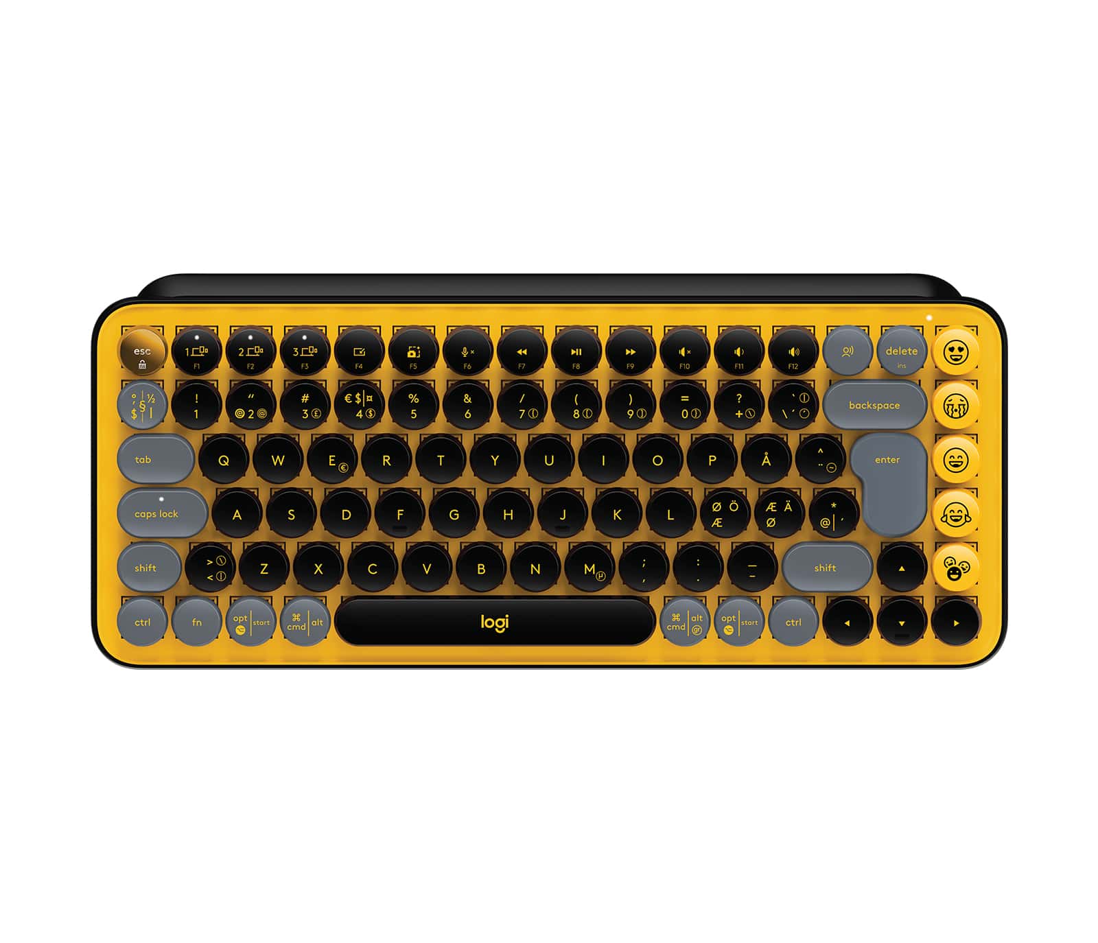 Logitech POP Keys Wireless Mechanical Keyboard With Emoji Keys toetsenbord RF-draadloos + Bluetooth QWERTY Scandinavisch Zwart, Grijs, Geel (920-010731) thumbnail