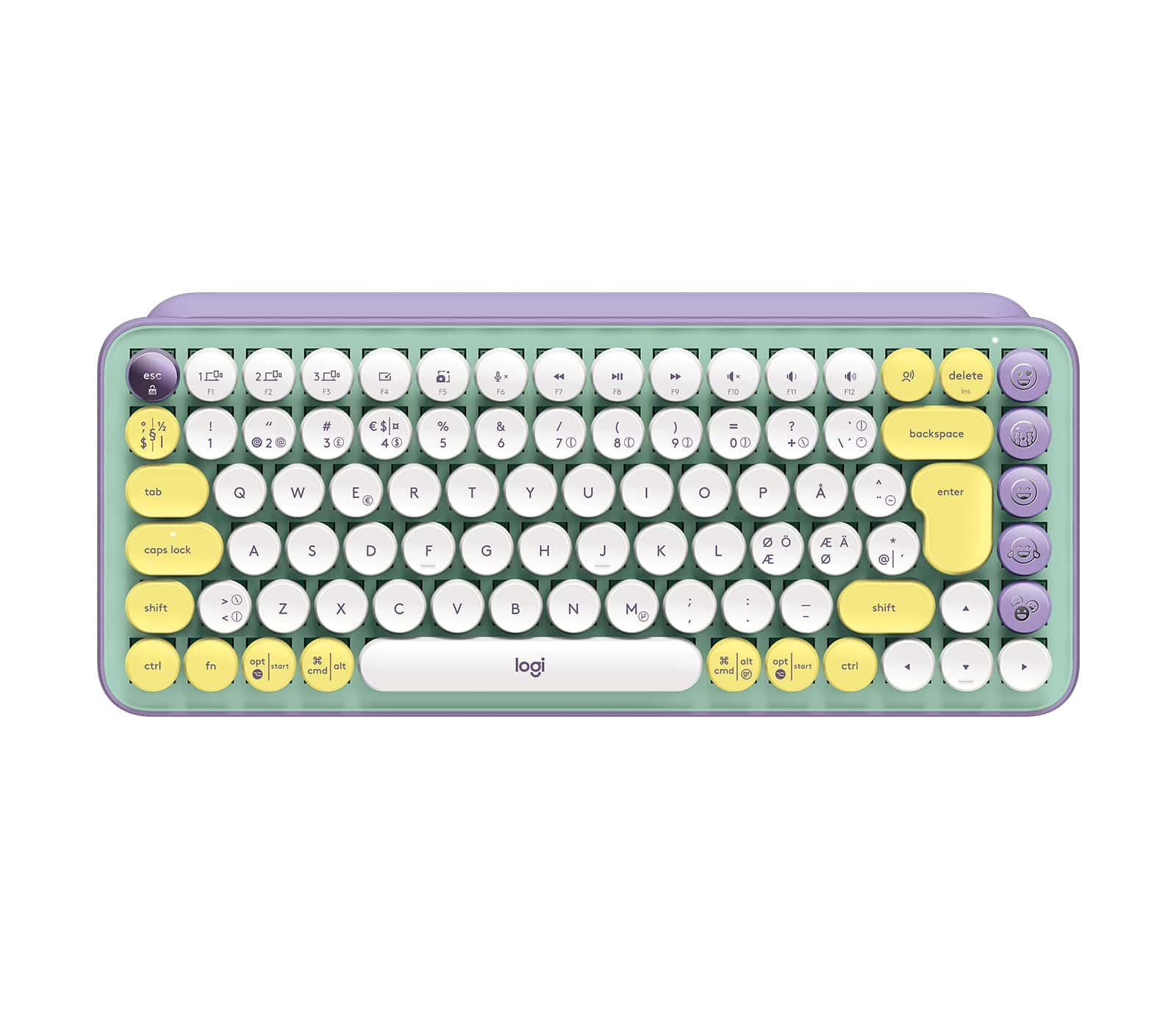 Logitech POP Keys Wireless Mechanical Keyboard With Emoji Keys toetsenbord RF-draadloos + Bluetooth QWERTY Scandinavisch Muntkleur (920-010732) thumbnail Logitech POP Keys Wireless Mechanical Keyboard With Emoji Keys toetsenbord RF-draadloos + Bluetooth QWERTY Scandinavisch Muntkleur (920-010732) thumbnail