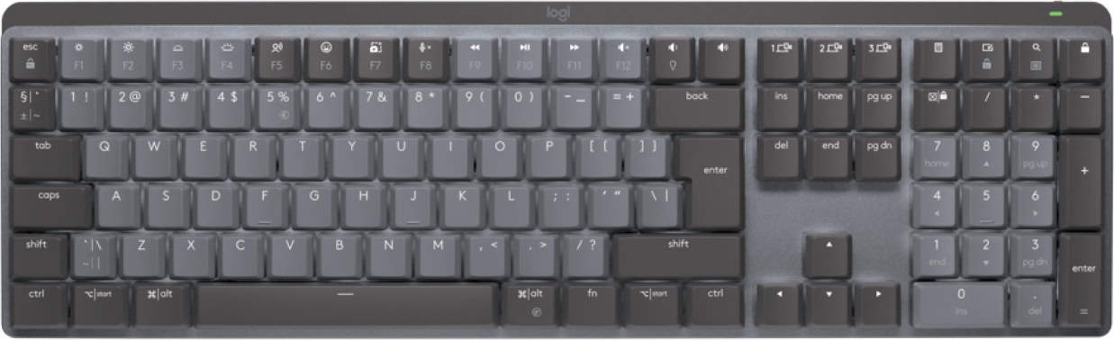 Logitech MX Mechanical toetsenbord RF-draadloos + Bluetooth QWERTY US International Grafiet, Grijs (920-010758) thumbnail