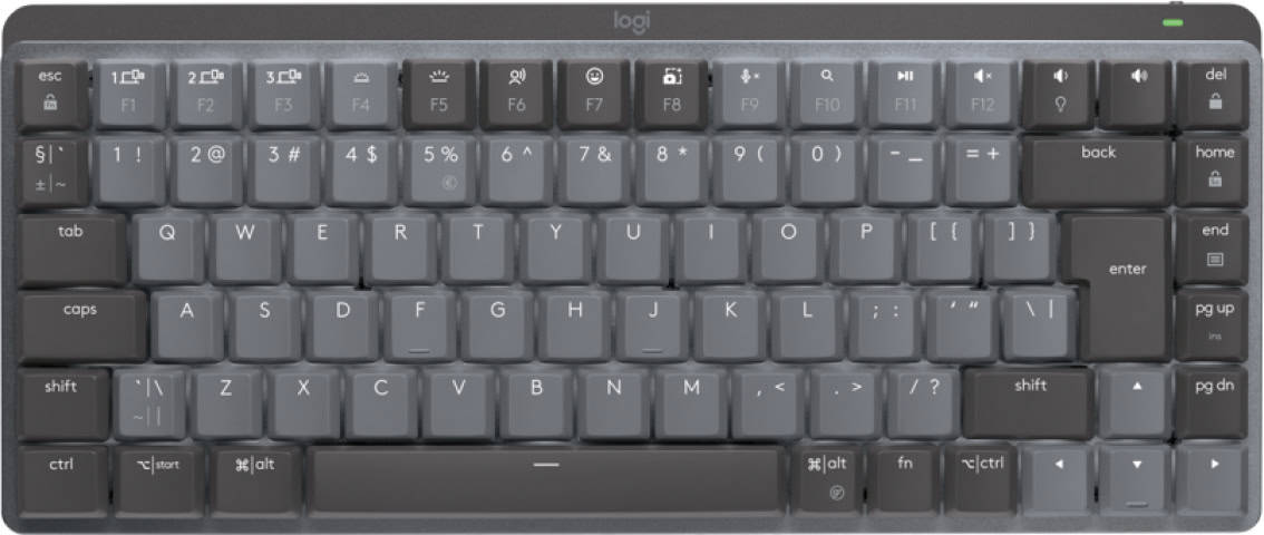 Logitech MX Mini Mechanical toetsenbord RF-draadloos + Bluetooth QWERTY US International Grafiet, Grijs (920-010781) thumbnail Logitech MX Mini Mechanical toetsenbord RF-draadloos + Bluetooth QWERTY US International Grafiet, Grijs (920-010781) thumbnail