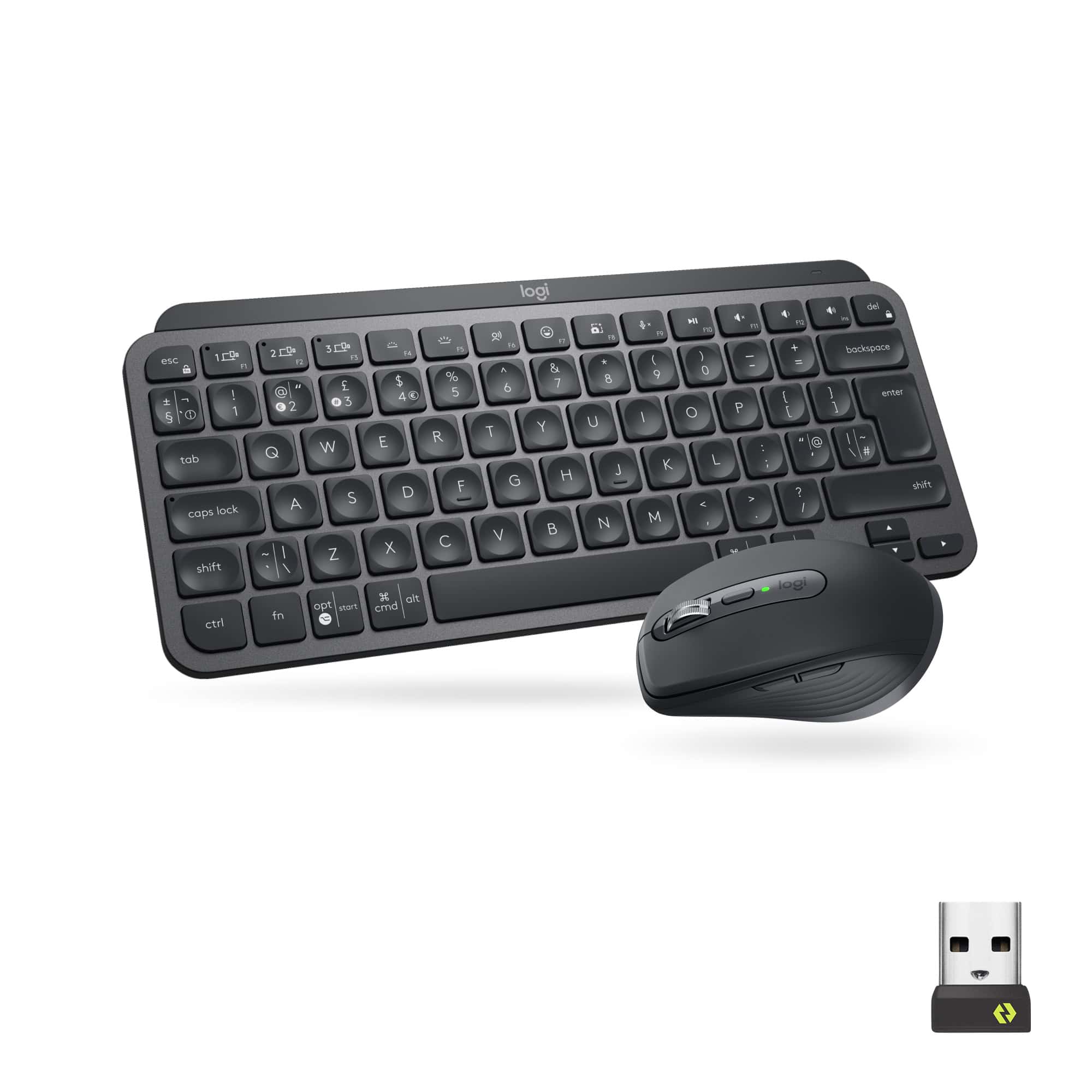 Logitech MX Keys Mini Combo for Business toetsenbord Inclusief muis RF-draadloos + Bluetooth QWERTY US International Grafiet (920-011061) thumbnail Logitech MX Keys Mini Combo for Business toetsenbord Inclusief muis RF-draadloos + Bluetooth QWERTY US International Grafiet (920-011061) thumbnail
