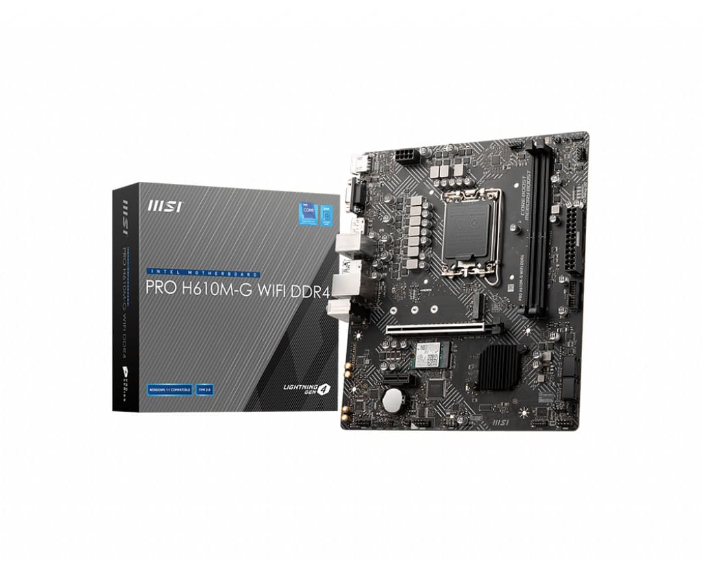 MSI PRO H610M-G WIFI DDR4 moederbord Intel H610 LGA 1700 micro ATX (7D46-042R) thumbnail