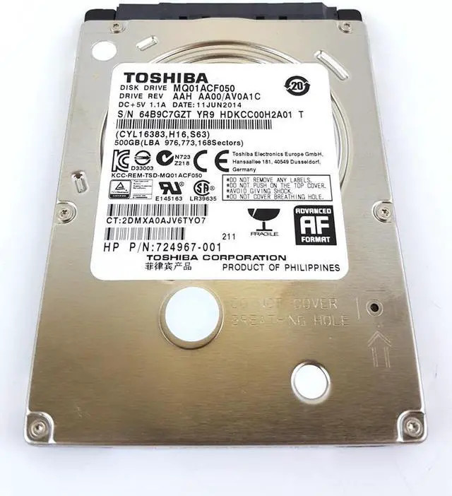 TOSHIBA 500GB 7.2K 6G 2.5INCH SATA HDD (MQ01ACF050) thumbnail