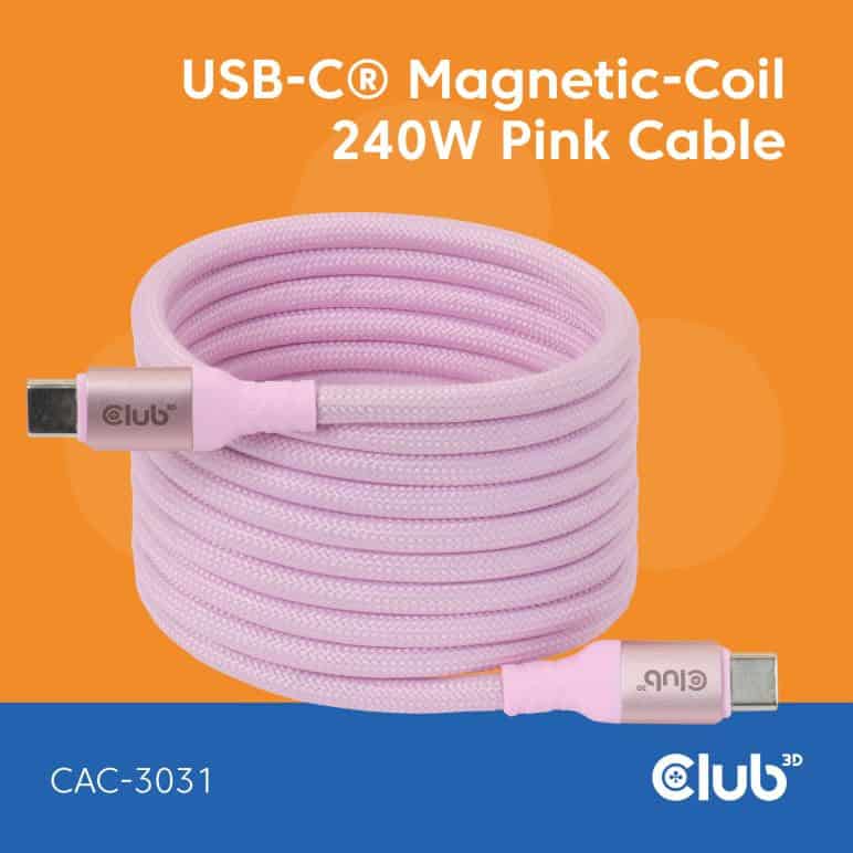 CLUB3D CAC-3031 USB-kabel USB 2.0 2 m USB C Roze (CAC-3031) thumbnail