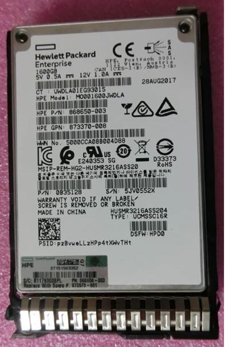 HP 1.6TB SAS 12G SFF SC DS MU SSD (873570-001-RFB) thumbnail