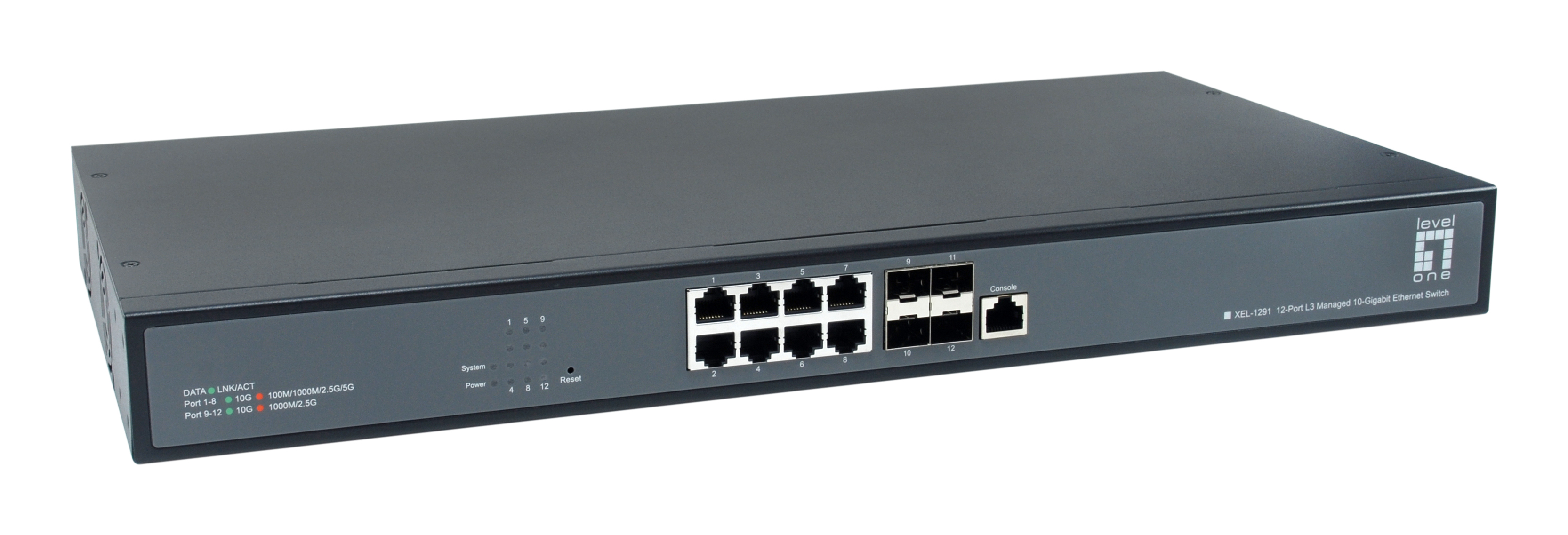 LevelOne XEL-1291 Managed L3 10G Ethernet (100/1000/10000) 1U Zwart (XEL-1291) thumbnail