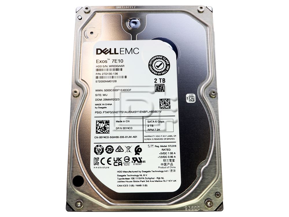 Dell 2TB 7.2K 3.5 SATA 6G 0Y4CD (0Y4CD-RFB) thumbnail