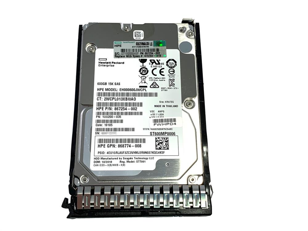 HPE 900GB SAS 12G ENTERPRISE (868774-002-RFB) thumbnail