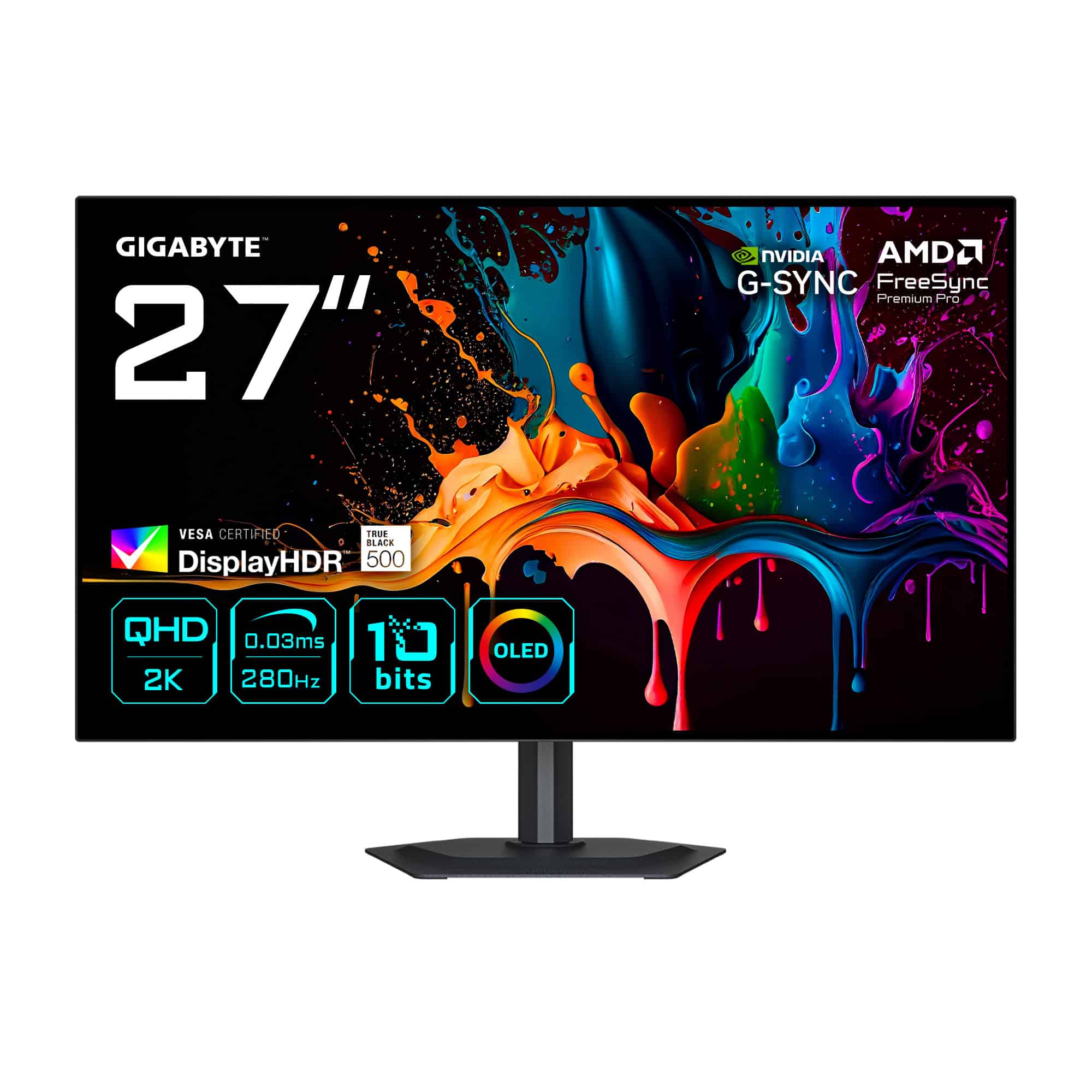 GIGABYTE MO27Q28G computer monitor 68,6 cm (27") 2560 x 1440 Pixels Quad HD OLED Zwart (MO27Q28G) thumbnail