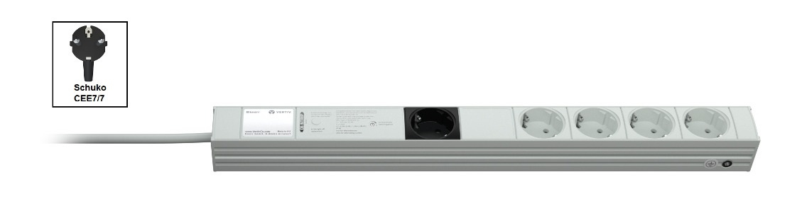 Vertiv Knürr DI-STRIP PDU, basic, 0U/1U, ingang Schuko 230 V 16 A, uitgangen (5) Schuko (033200051) thumbnail
