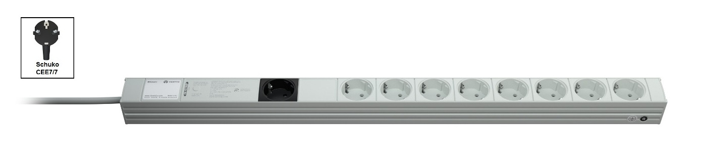 Vertiv Knürr DI-STRIP PDU, basic, 0U/1U, ingang Schuko 230 V 16 A, uitgangen (9) Schuko (033200091) thumbnail