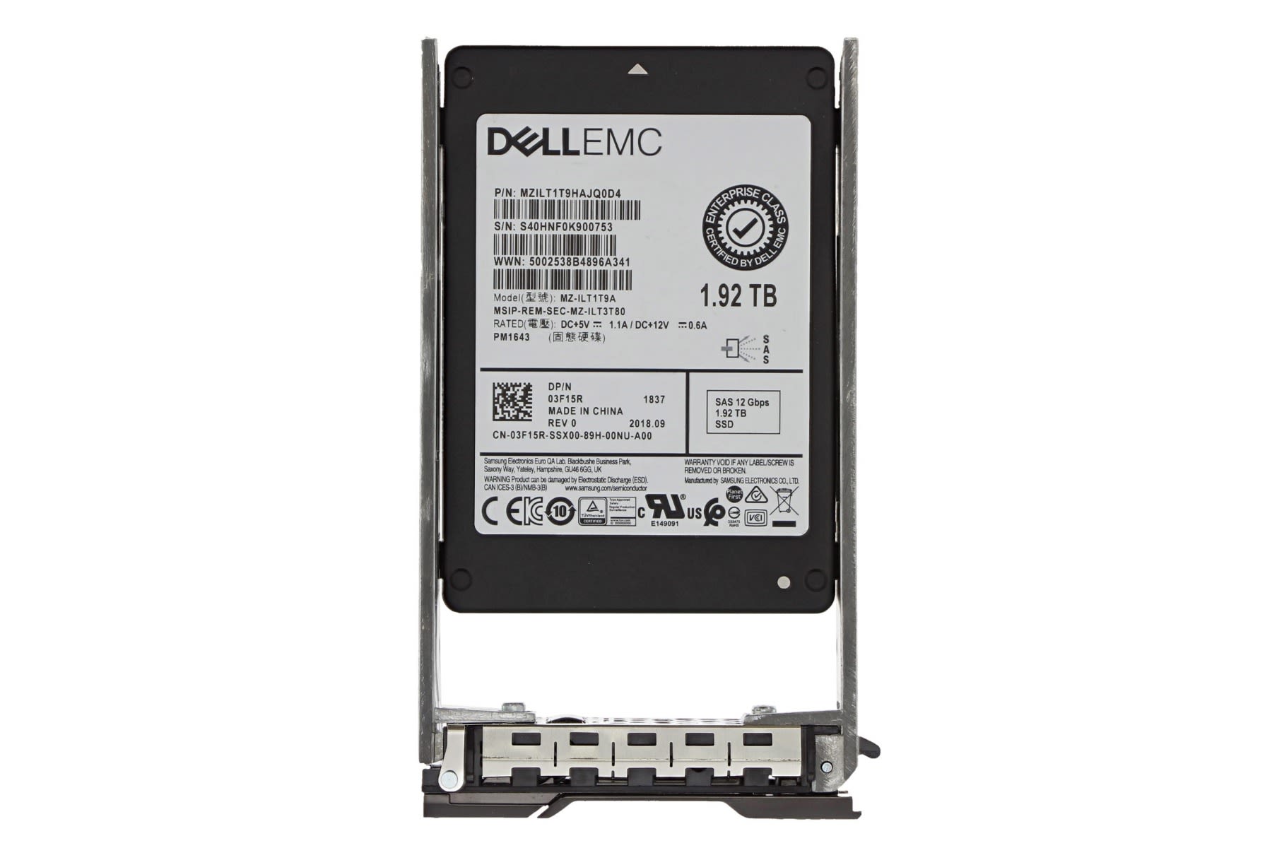 Dell 1.92TB SSD 2.5 SAS 12G RI (3F15R-COMPELLENT-RFB) thumbnail