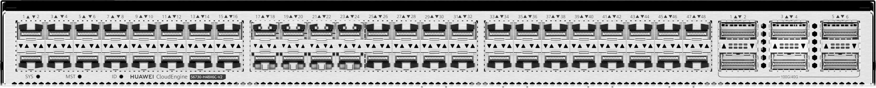 Huawei CloudEngine S6730-H48X6C-V2 Managed L2 Power over Ethernet (PoE) 1U Zwart, Zilver (S6730-H48X6C-V2) thumbnail