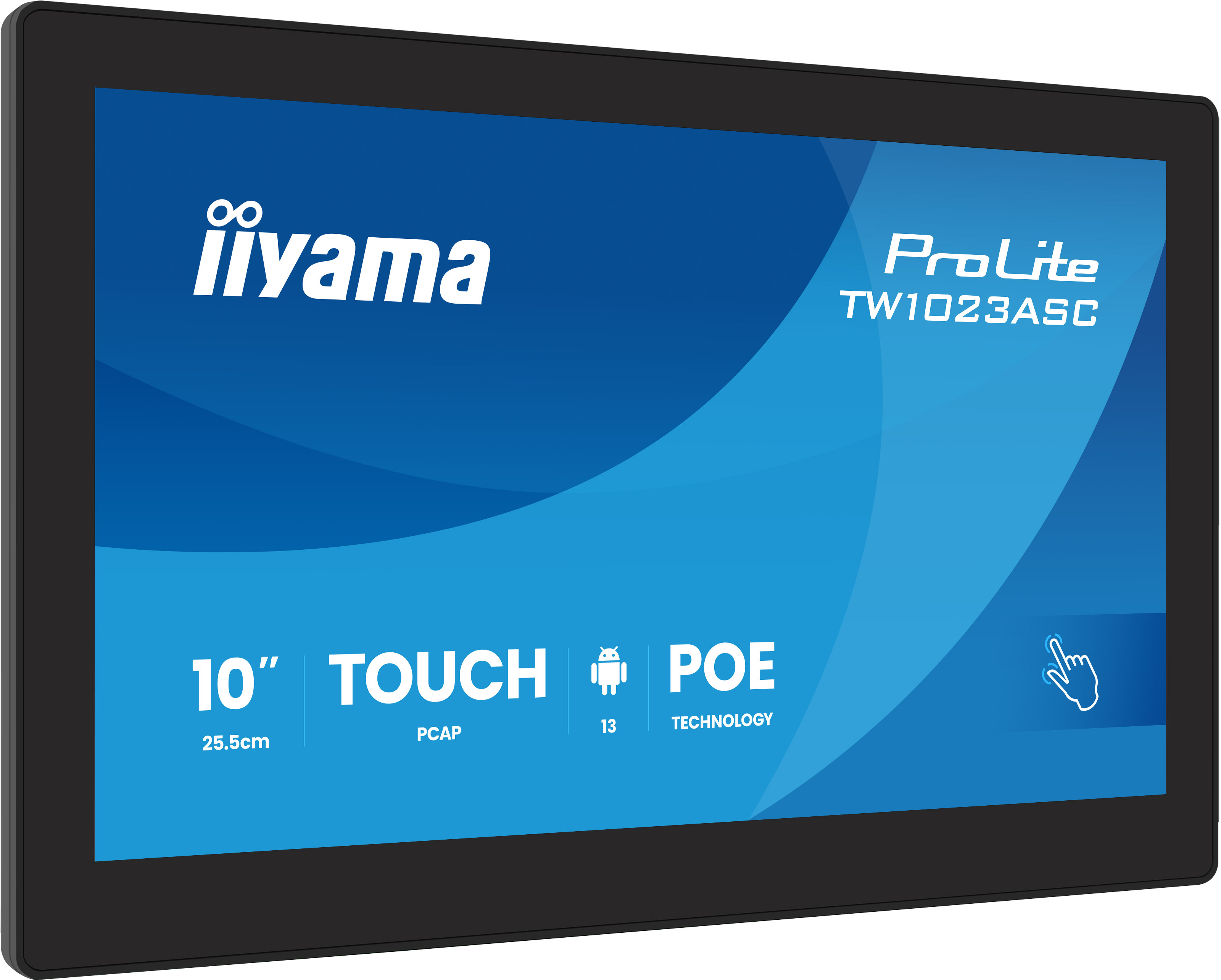 iiyama TW1023ASC-B3P beeldkrant Kiosk-ontwerp 25,6 cm (10.1") Wifi 385 cd/m² WXGA Zwart Touchscreen Type processor Android 24/7 (TW1023ASC-B3P) thumbnail
