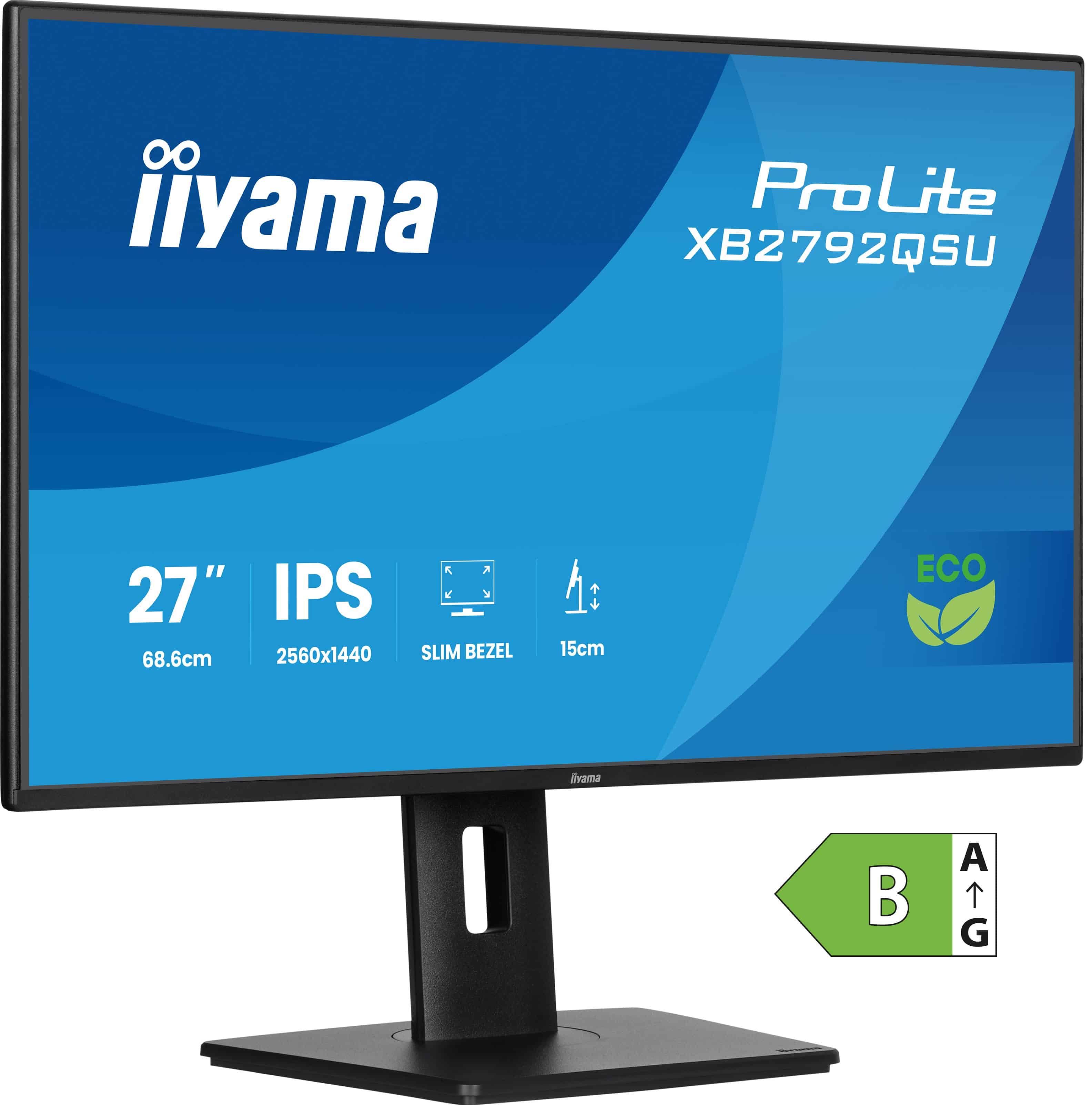 iiyama ProLite XB2792QSU-B1 computer monitor 68,6 cm (27) 2560 x 1440 Pixels Quad HD Zwart (XB2792QSU-B1) thumbnail